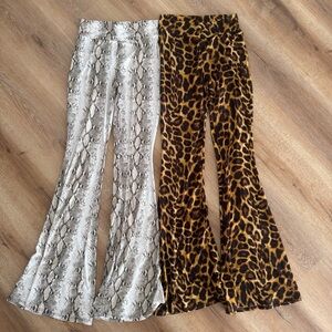 Leopard and snake print bell bottoms bundle